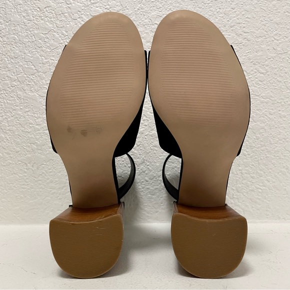 Steve Madden Sawyer Block Heel Sandals Perforated Leather Black Sz 7.5 - Picture 8 of 9